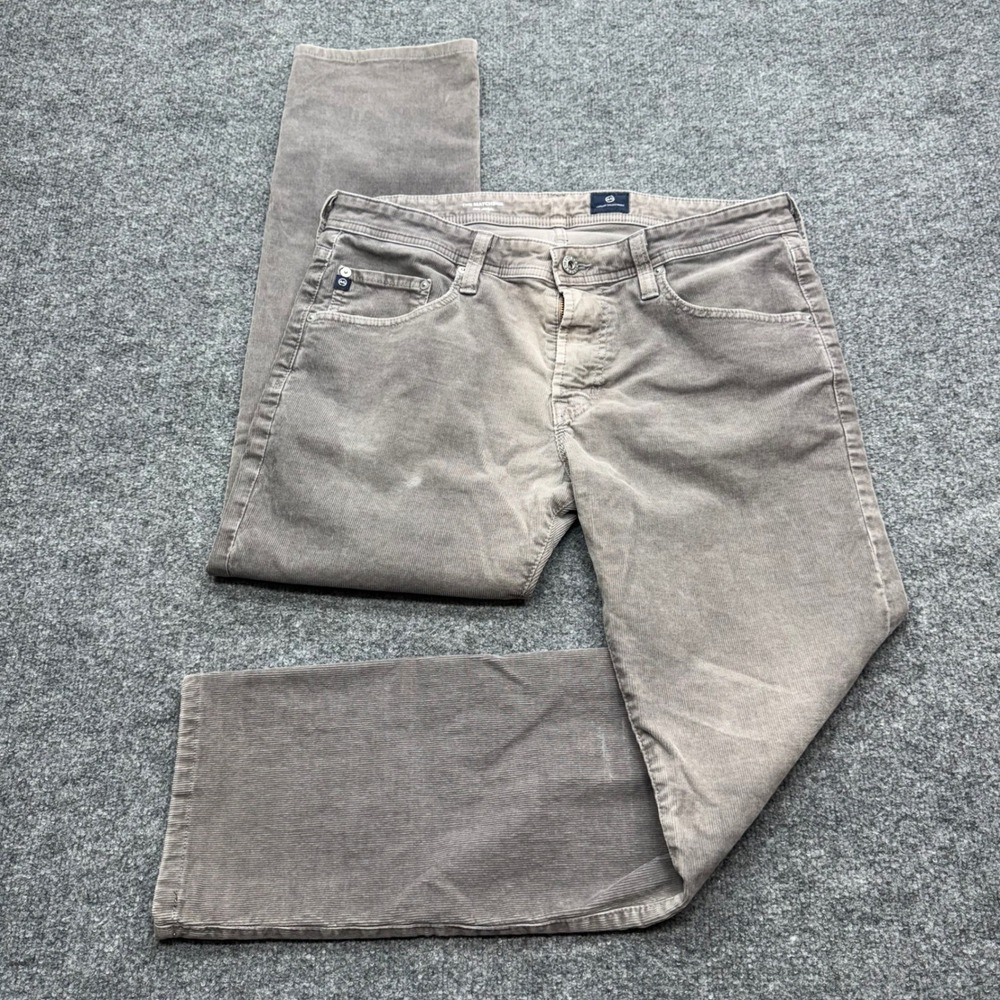 AG Adriano Goldschmied The Matchbox Slim Straight Grey Corduroy Pants Mens 34